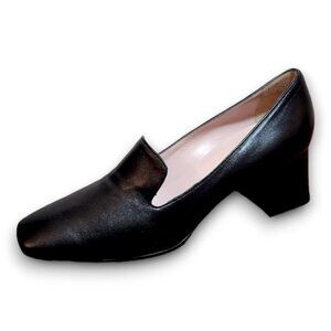 gravitypope Black Leather Heeled Loafers